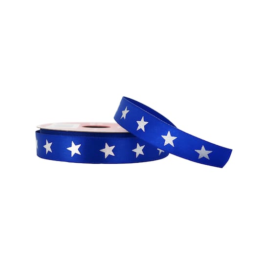 5/8&#x22; x 12ft. Satin Foil Stars Ribbon by Celebrate It&#xAE; Red, White &#x26; Blue